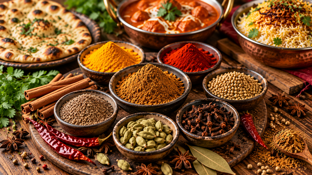 Indian spice blend with turmeric, cumin, coriander, cardamom, cinnamon and cloves

